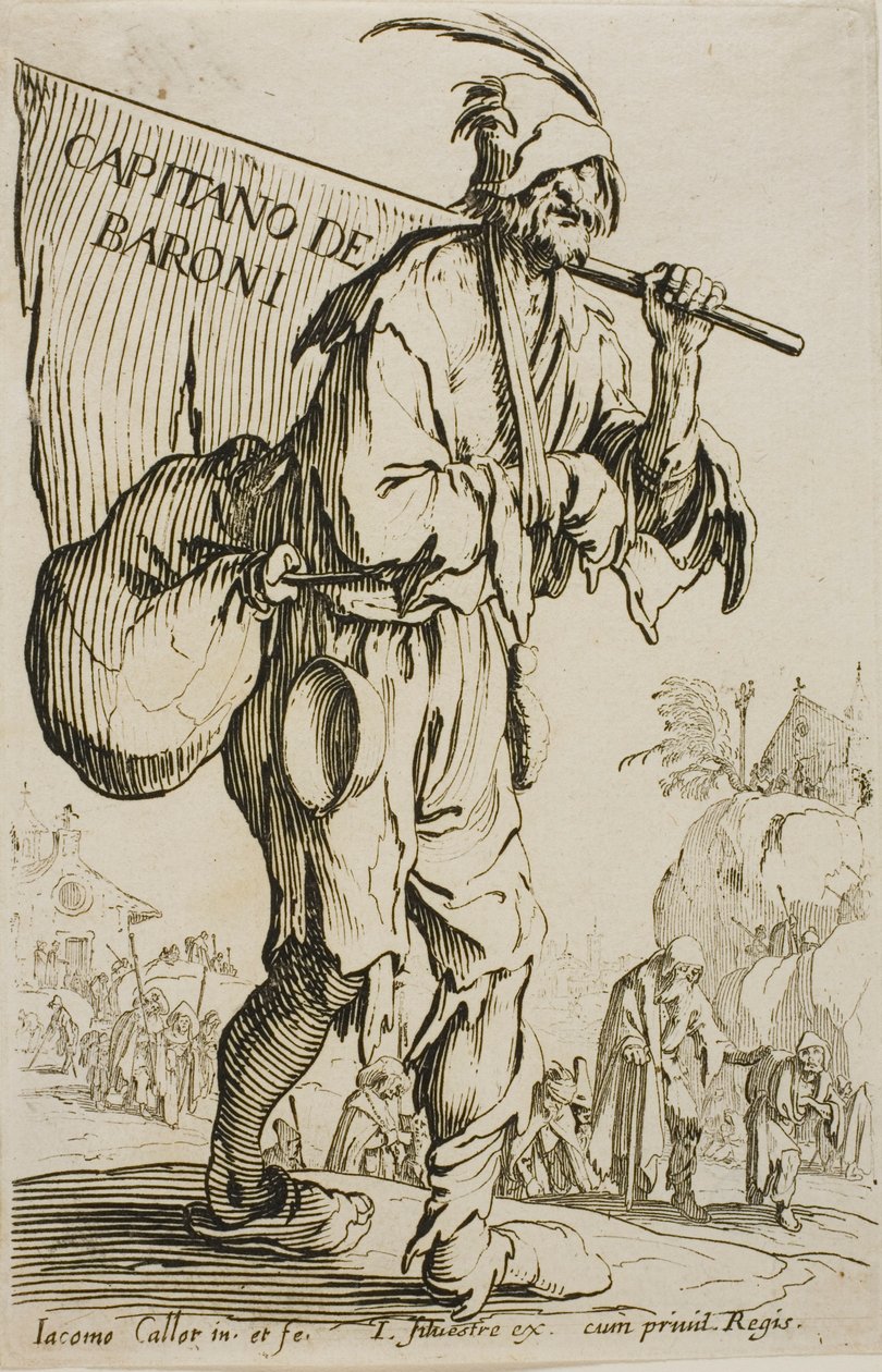 Kapitein van de baronnen, frontispice voor De Bedelaars door Jacques Callot