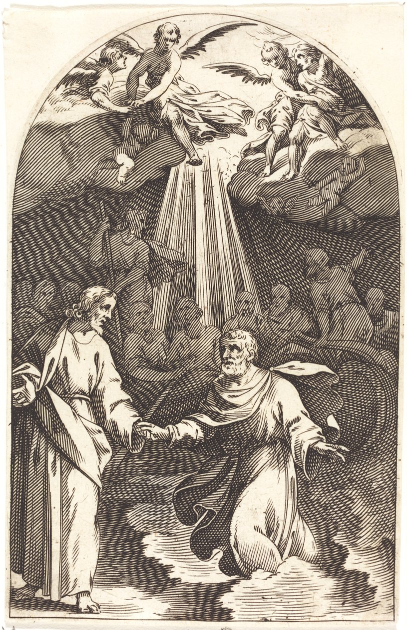 Christus loopt op het water door Jacques Callot