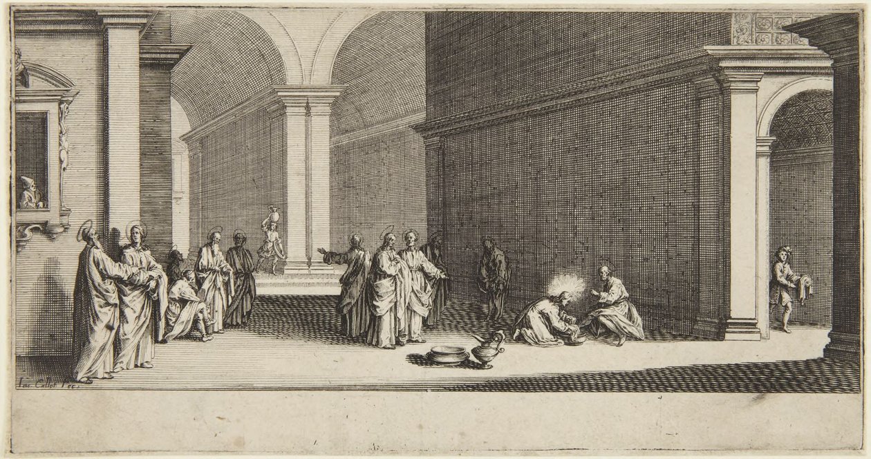 Christus wast de voeten van de apostelen door Jacques Callot