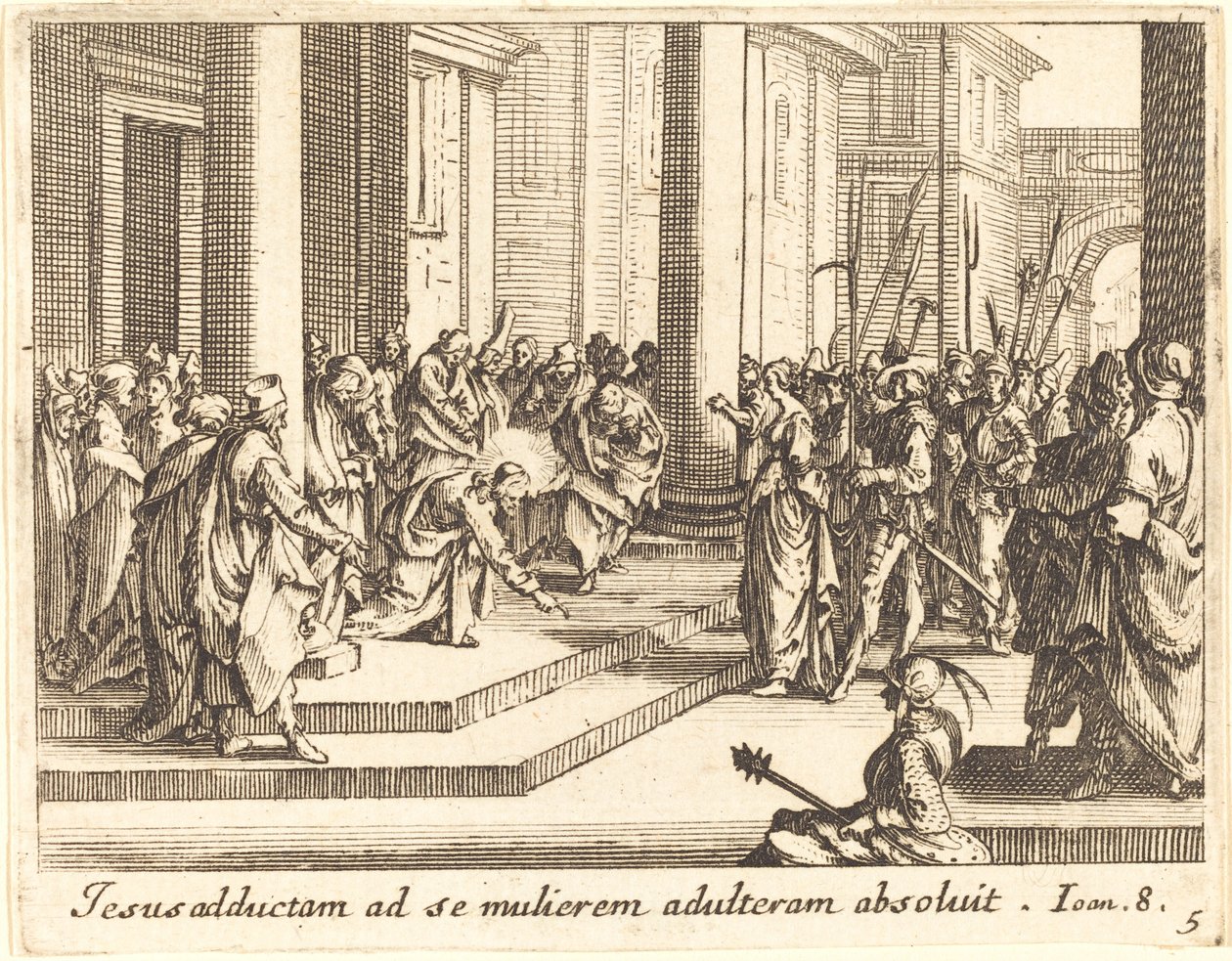 Christus en de Vrouw Betrapt op Overspel, 1635 door Jacques Callot