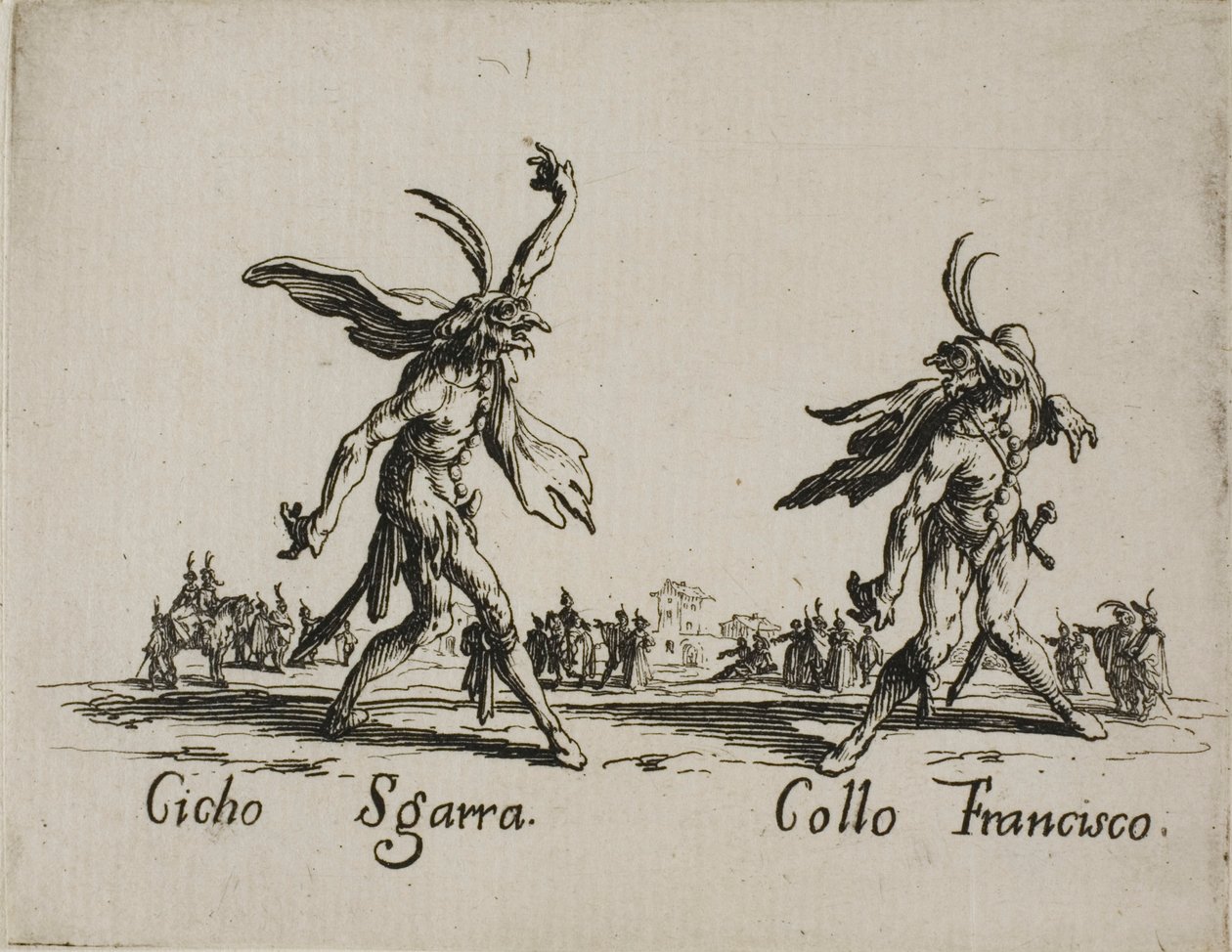 Cicho Sgarra - Collo Francisco, plaat 6 van Balli di Sfessania door Jacques Callot