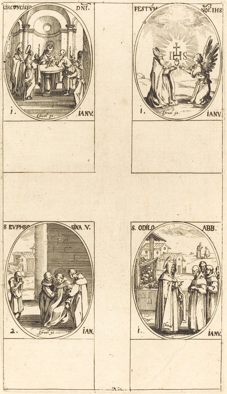 Besnijdenis; Feest van de Naam van Christus; St. Odilo; St. Euphrosyna door Jacques Callot