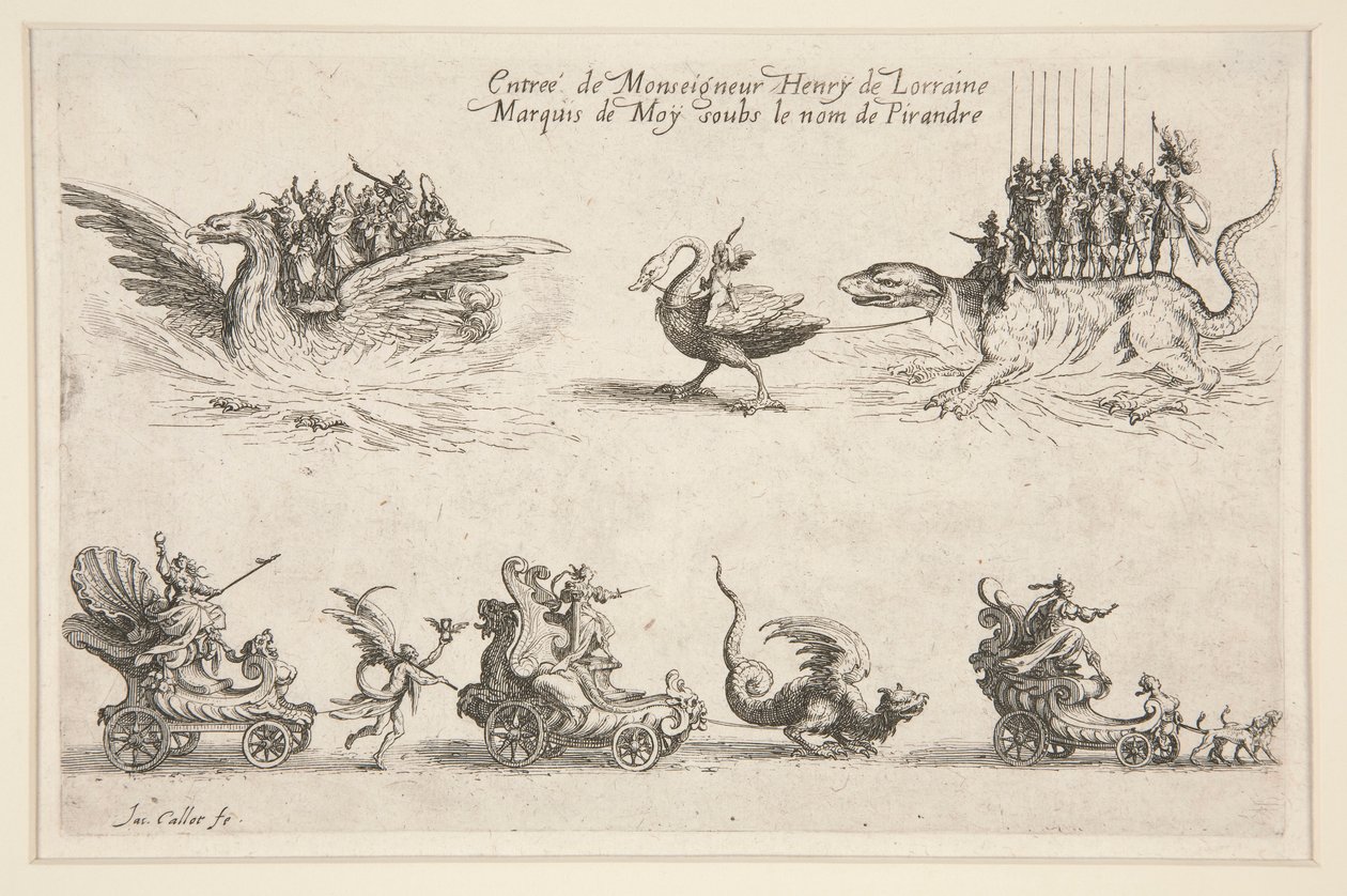 Gevecht bij de Barrière, Entree van Monseigneur Henry de Lorraine door Jacques Callot