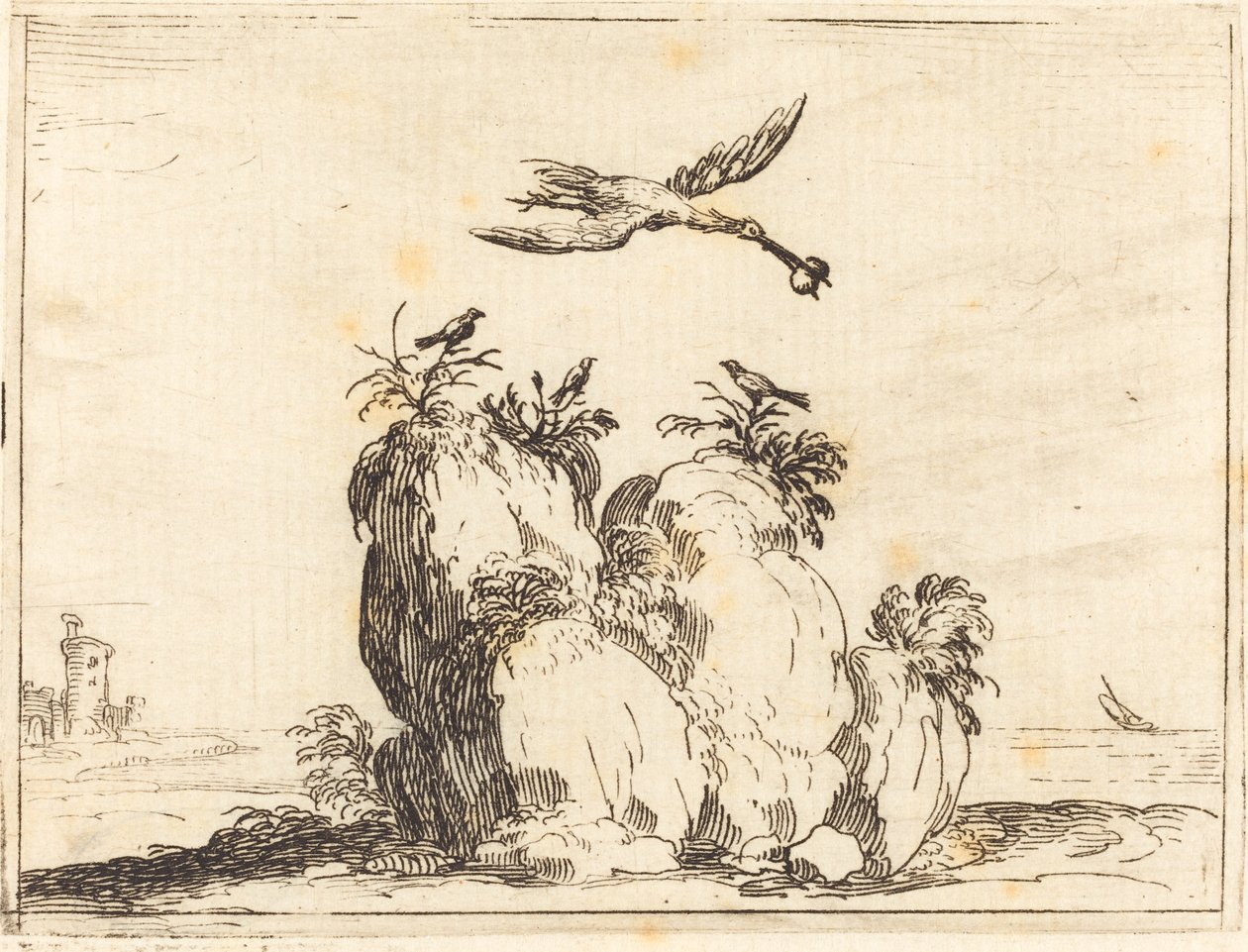 Vliegende Kraanvogel door Jacques Callot