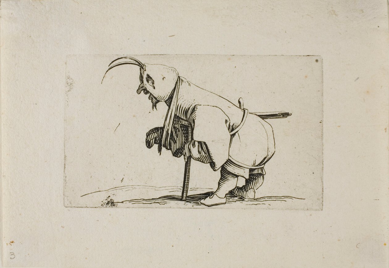 Kreupel met een pet, uit Varie Figure Gobbi door Jacques Callot