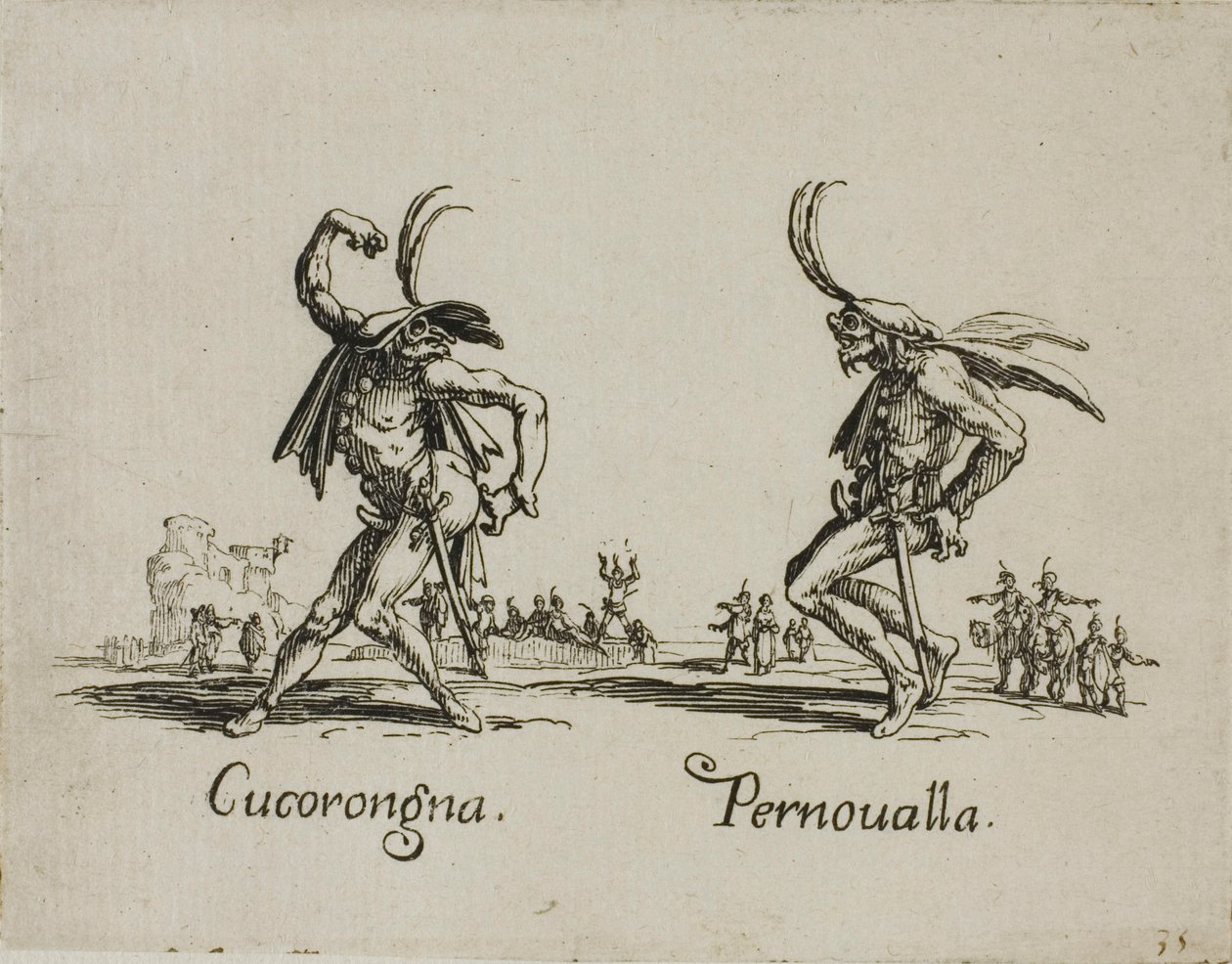 Cucorongna - Pernovalla, plaat 2 van Balli di Sfessania door Jacques Callot