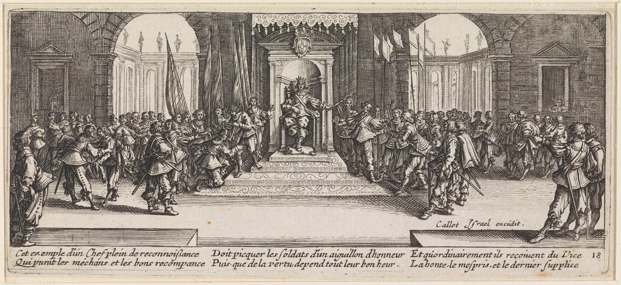 De koning deelt onderscheidingen uit door Jacques Callot