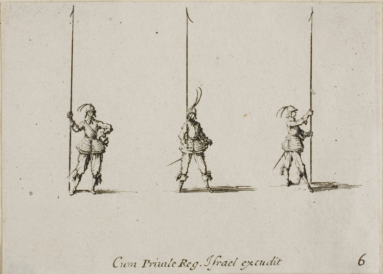 Oefening met Opgeheven Piek, plaat zes uit De Militaire Oefeningen door Jacques Callot