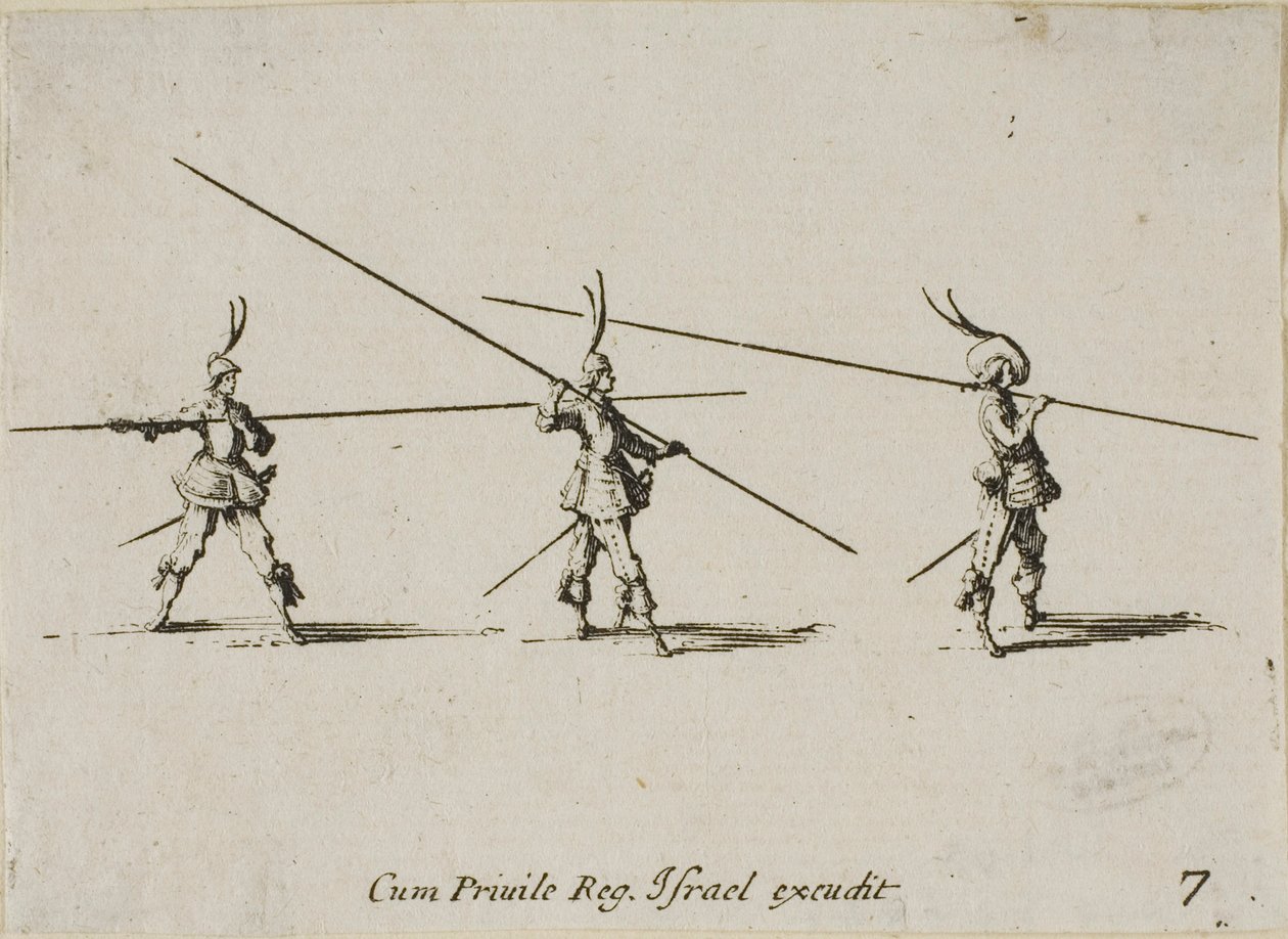 Oefening met het Musket, plaat zeven uit De Militaire Oefeningen door Jacques Callot