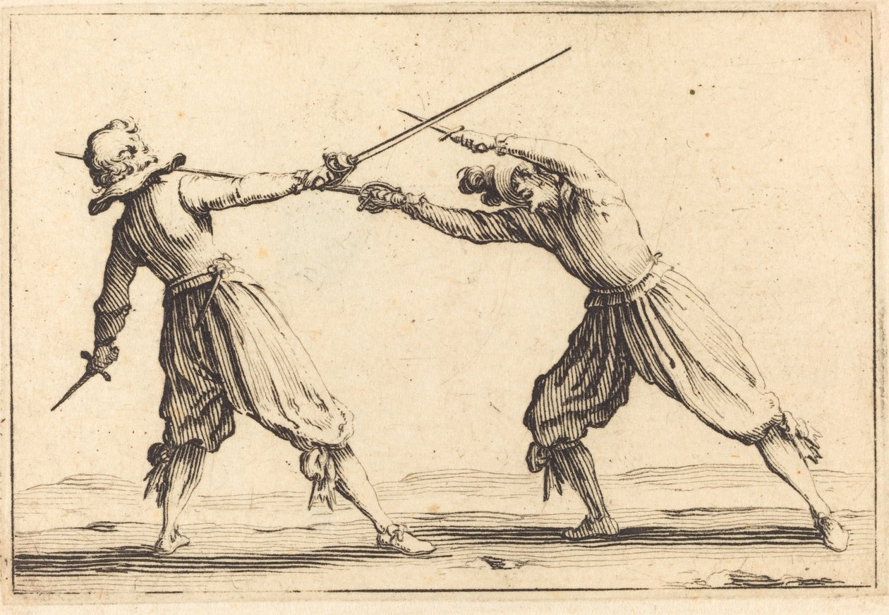 Duel met Zwaarden en Dolken door Jacques Callot