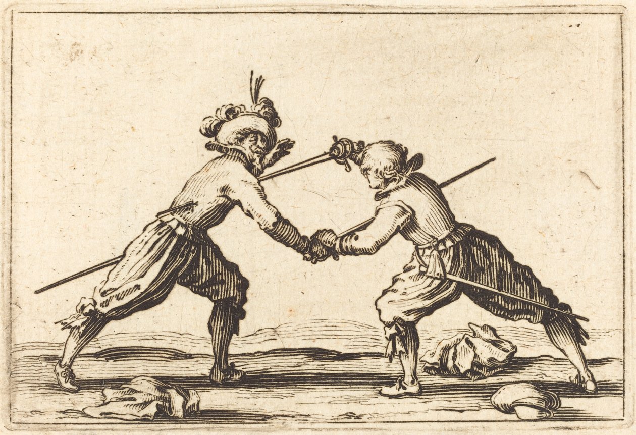 Duel met zwaarden, ca. 1622 door Jacques Callot