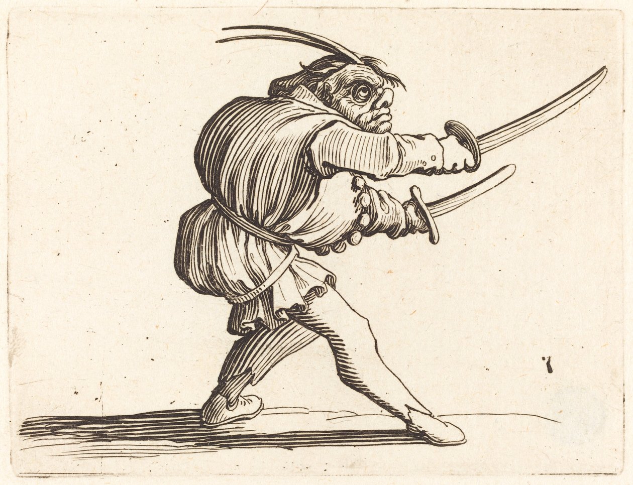 Duellist met Twee Sabels door Jacques Callot