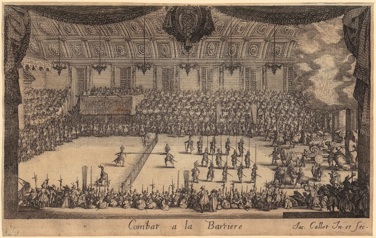 De intocht van Monseigneur Henry de Lorraine, blad 7 van de reeks „Het toernooi“ door Jacques Callot