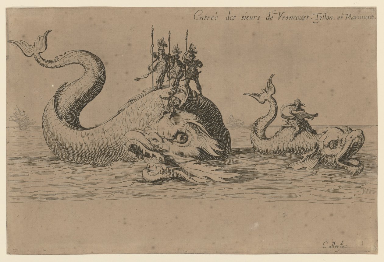 De komst van Monsieur de Vroncourt, Tyllon en Marimont door Jacques Callot