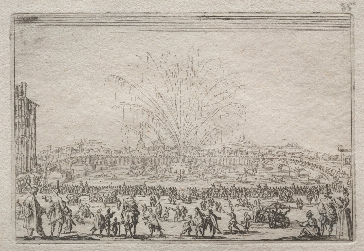 Vuurwerk op de Arno door Jacques Callot