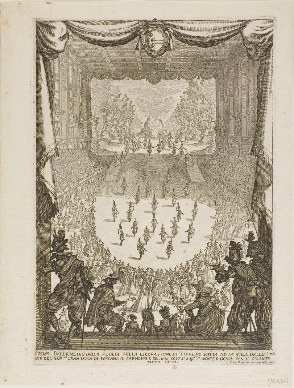 Eerste Intermezzo van de Veglia van de "Bevrijding van Tyrsenus en Arnea" door Jacques Callot