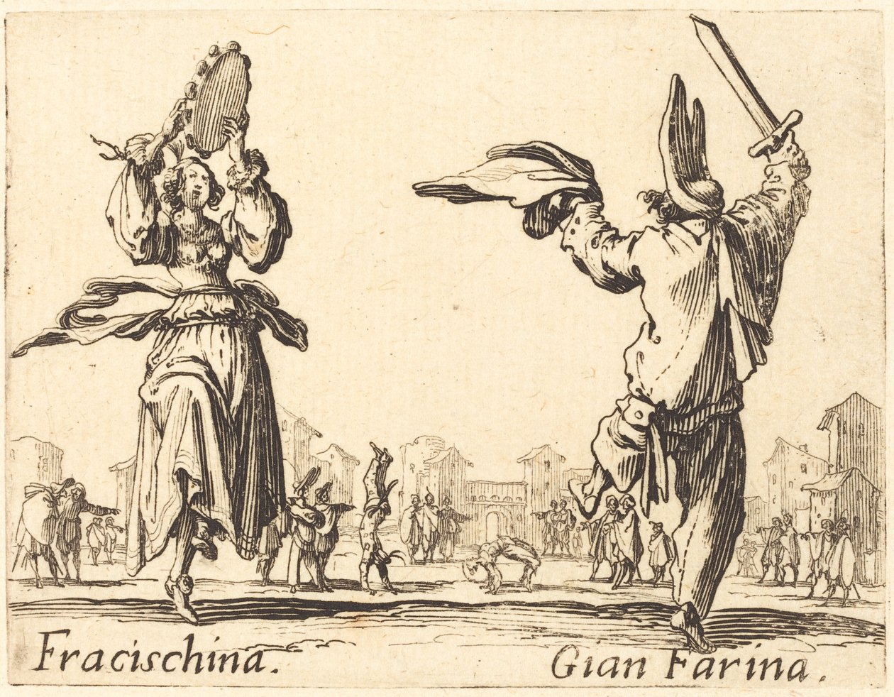 Fracischina en Gian Farina door Jacques Callot