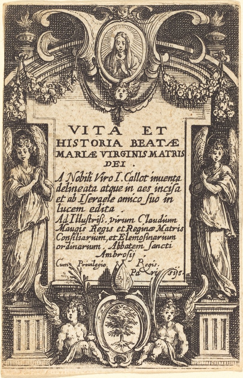 Frontispice voor "Het leven van de Maagd" door Jacques Callot