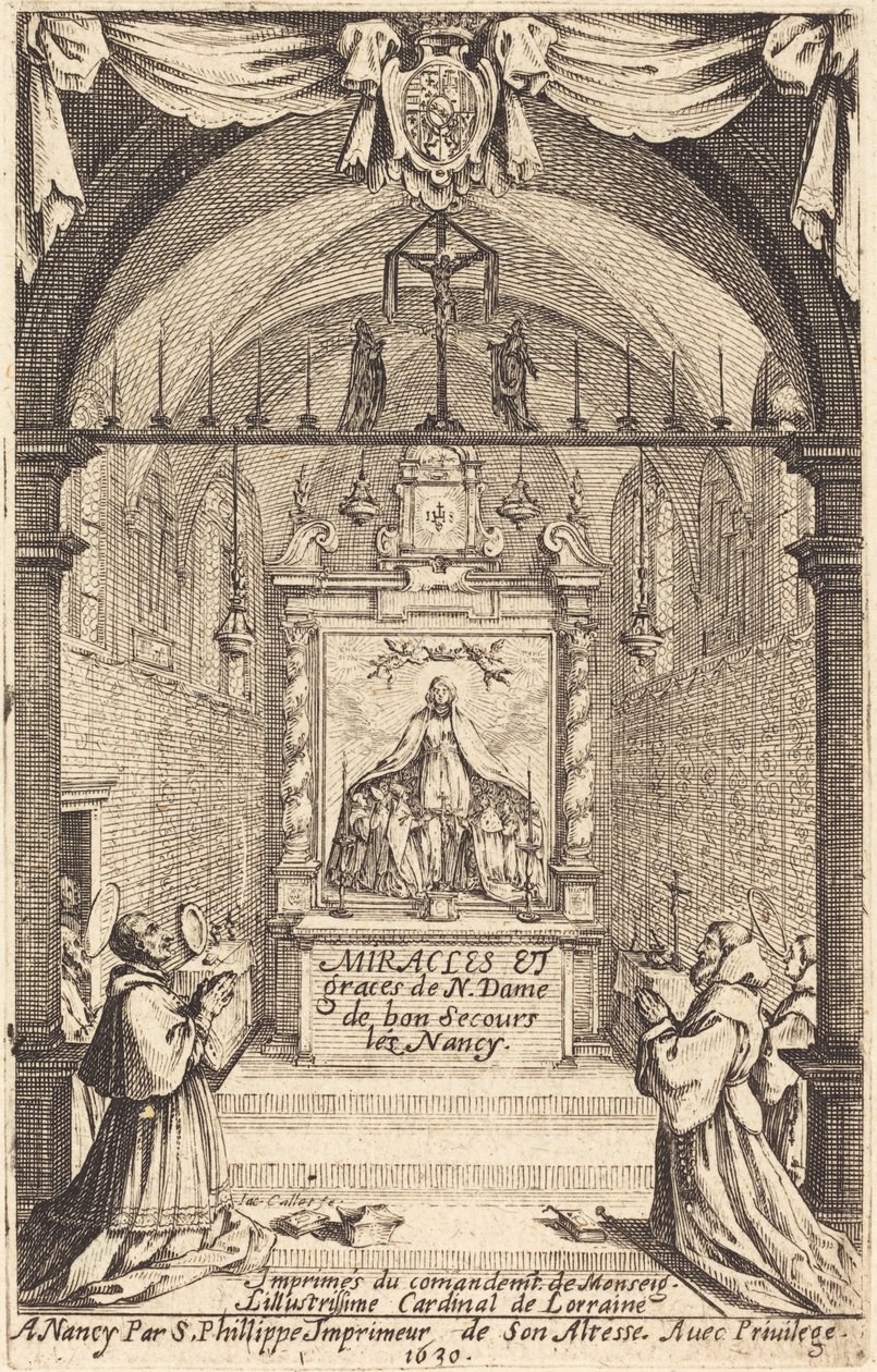 Frontispice voor de Wonderen en Genaden van Onze Lieve Vrouw van "Bon-Secours-les-Nancy" door Jacques Callot