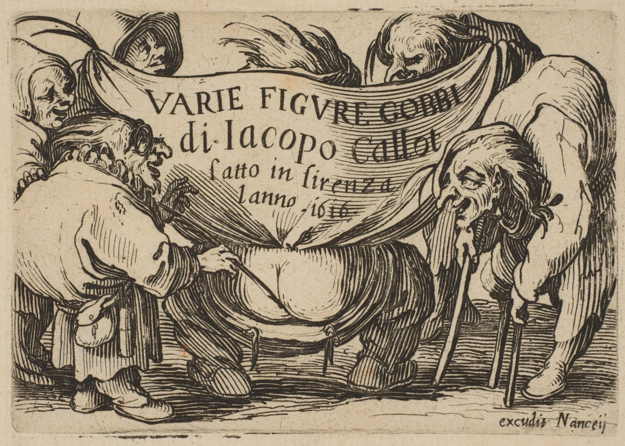 Frontispice, uit Varie Figure Gobbi, suite ook wel Les Bossus, Les Pygmées, Les..., 1616-22 door Jacques Callot