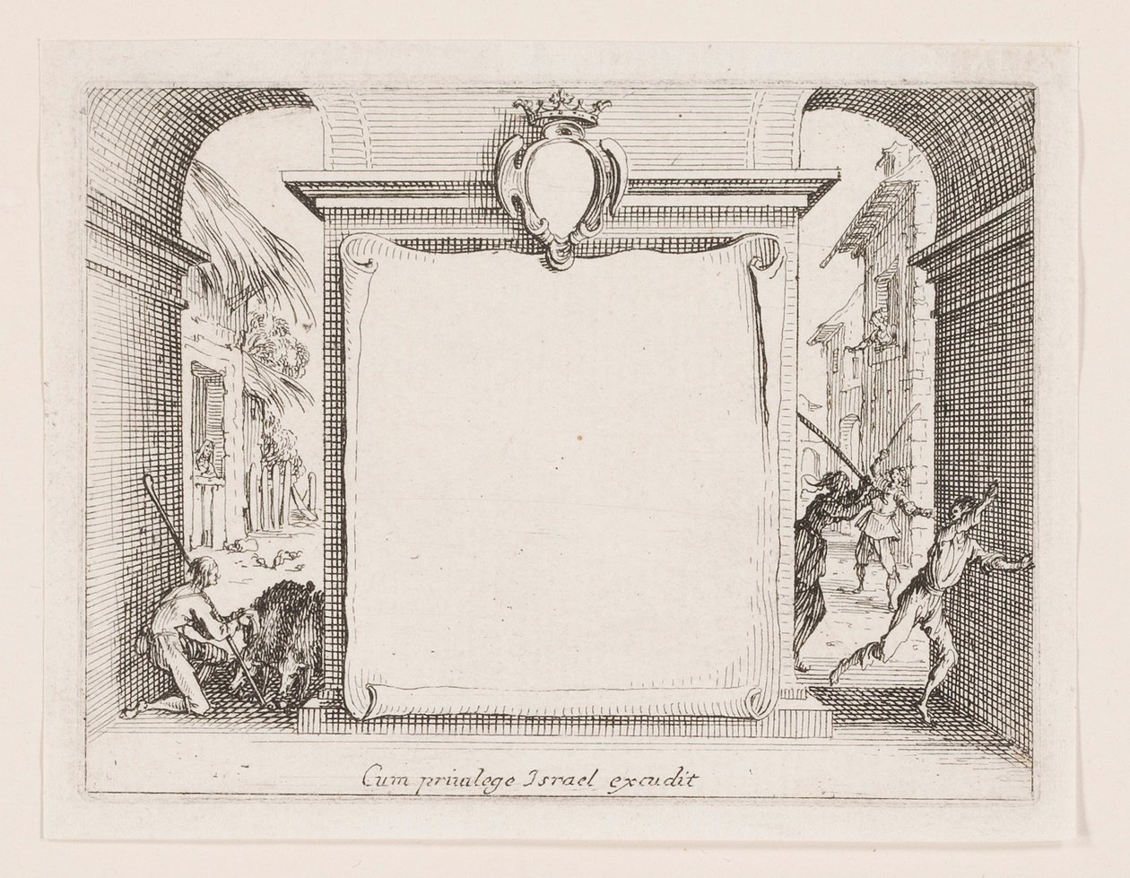 Frontispice, uit de serie La vie de l door Jacques Callot