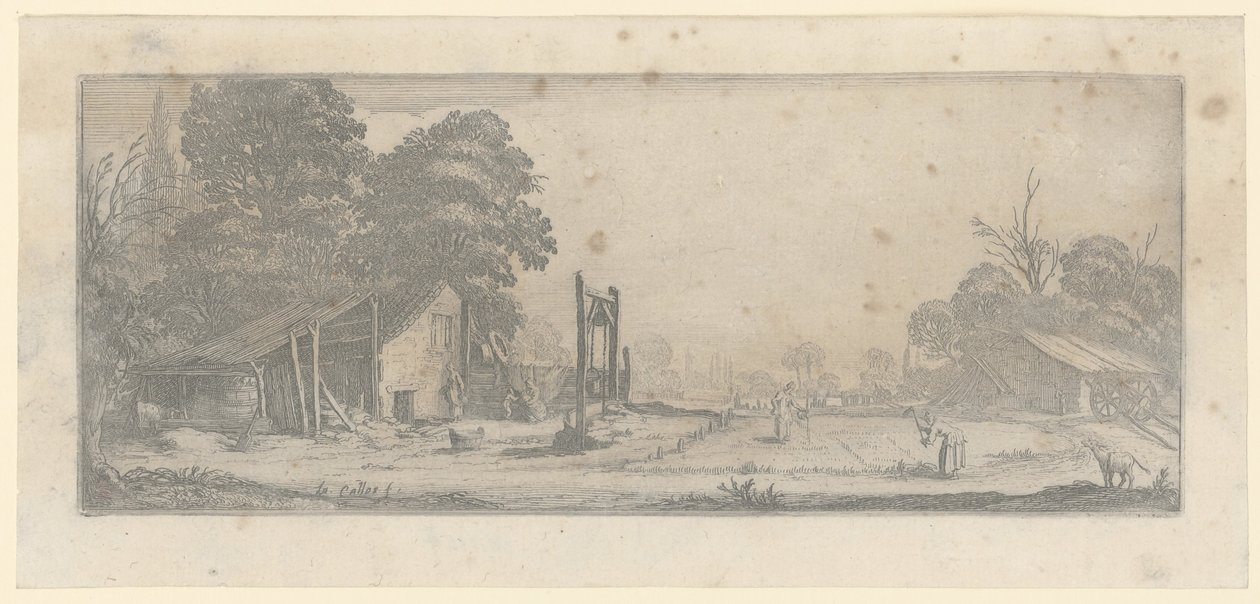 Tuin met arbeiders door Jacques Callot