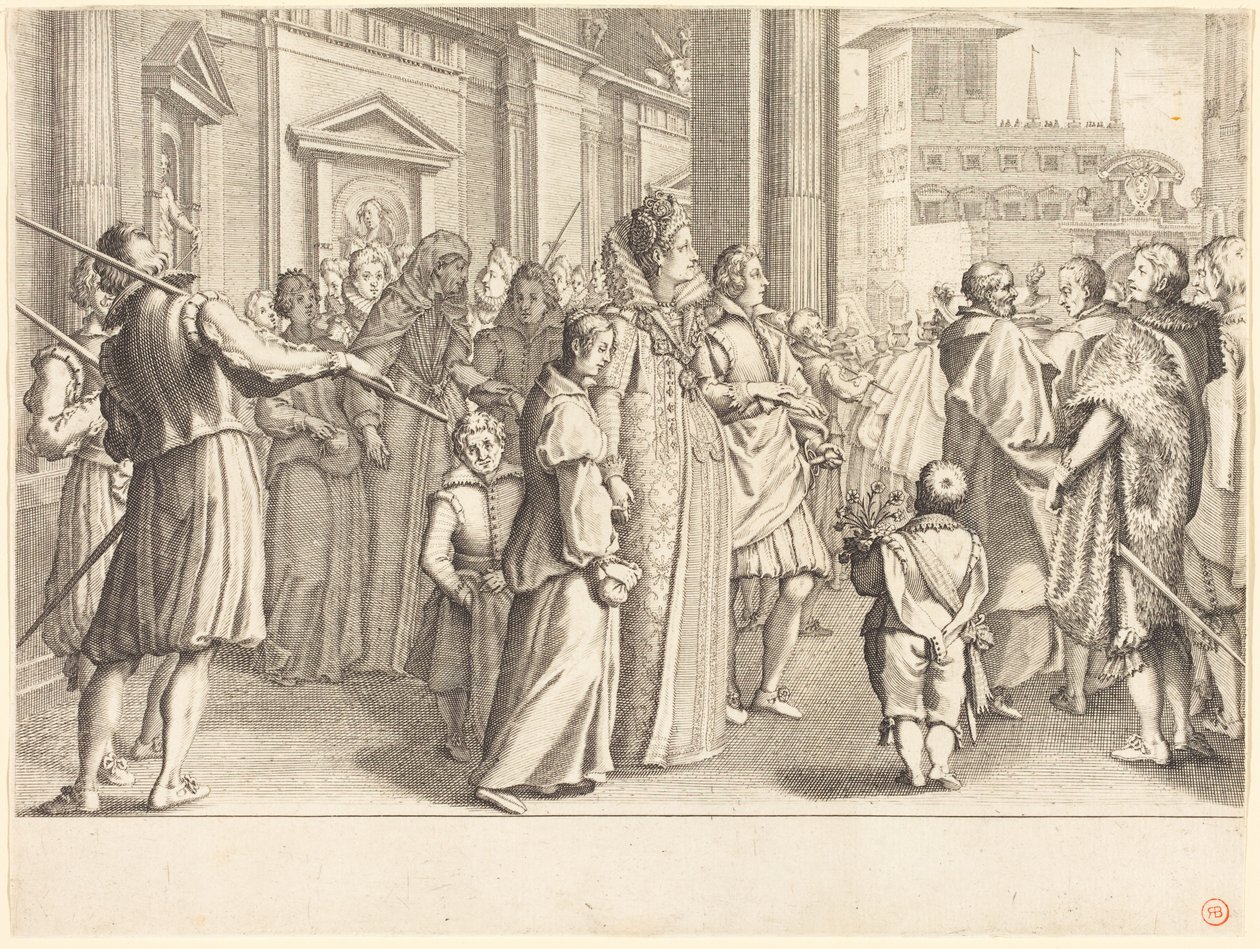 Groothertogin bij de processie van de jonge meisjes door Jacques Callot