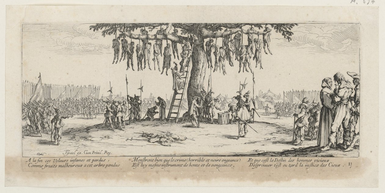 Opstelling, blad 11 van de serie „De gruwelen van de oorlog“ door Jacques Callot