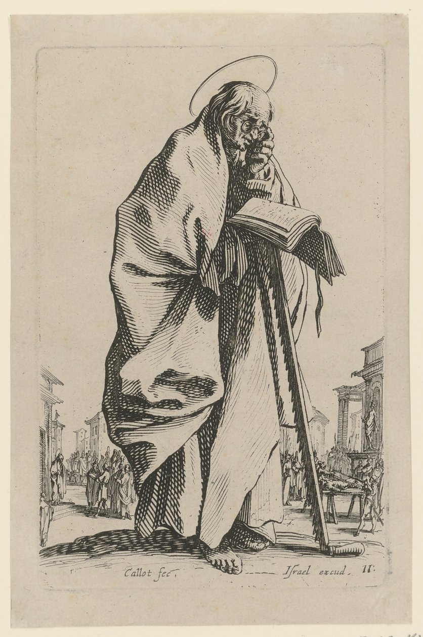De heilige Simon, blad 14 uit de serie „Jezus, de twaalf apostelen en Maria“ door Jacques Callot