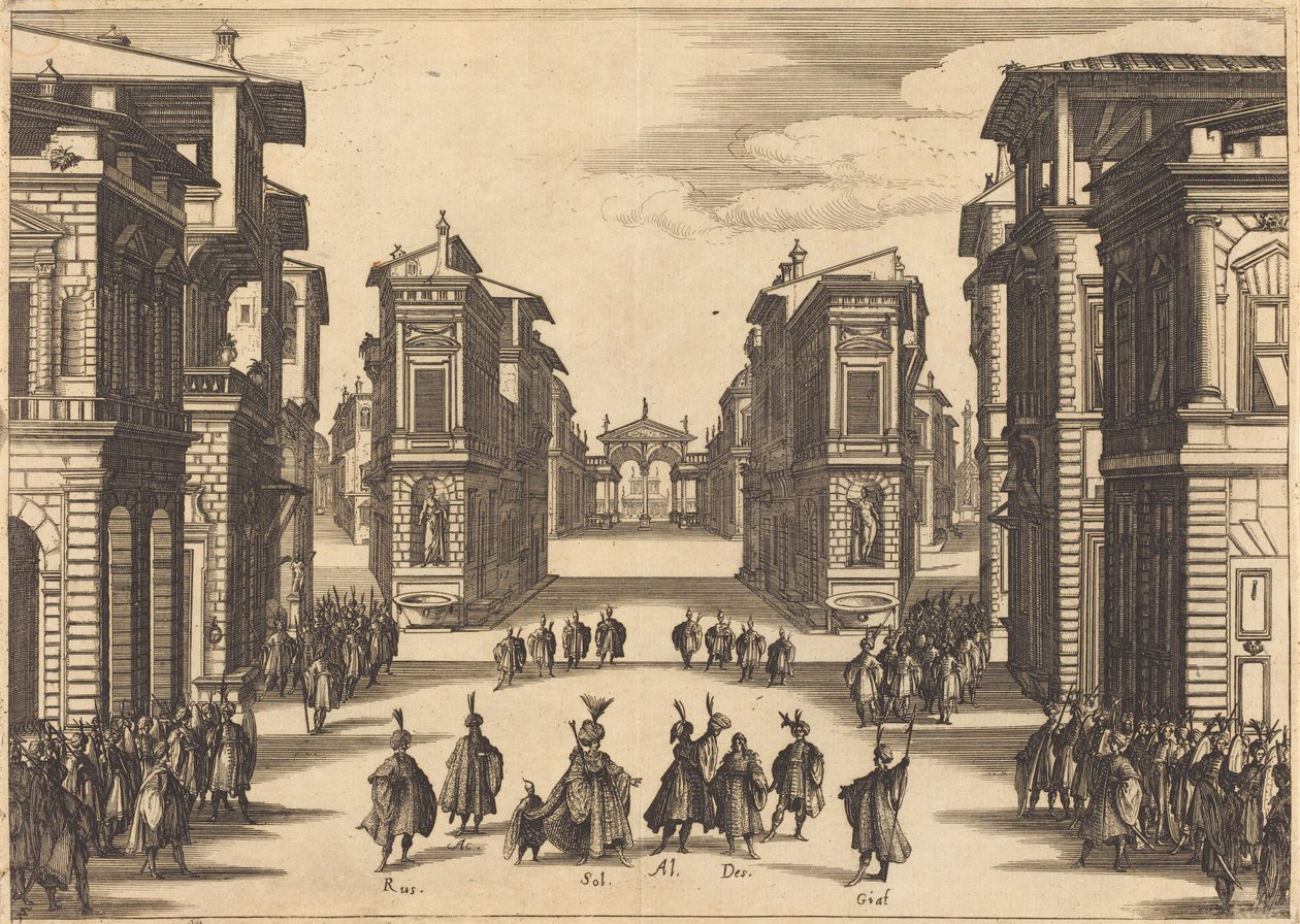 Il Solimano, akte IV door Jacques Callot