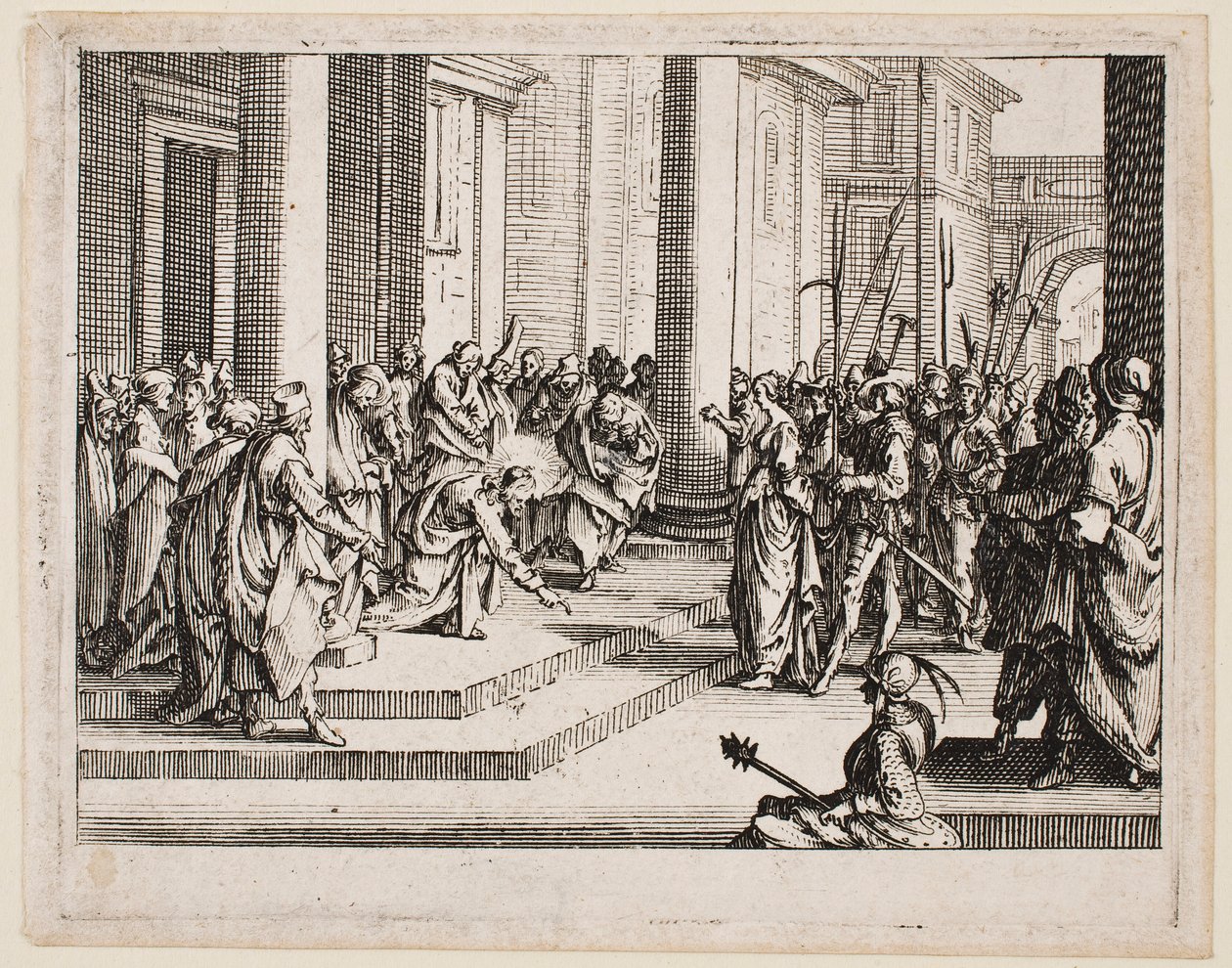 Jezus en de overspelige vrouw, uit de reeks “Het Nieuwe Testament” door Jacques Callot