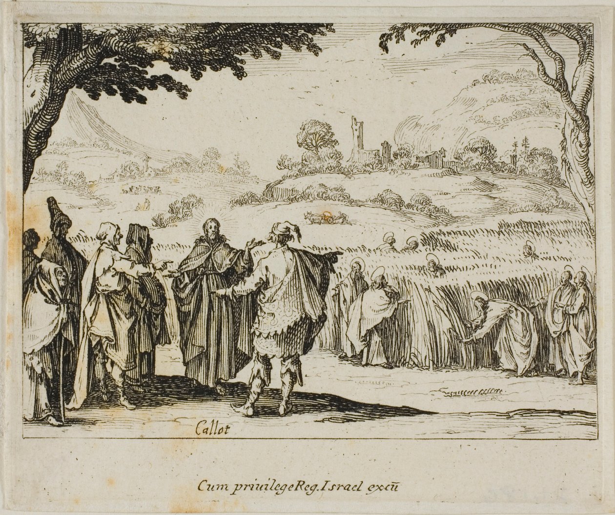 Jezus met de Farizeeën, uit Het Nieuwe Testament door Jacques Callot