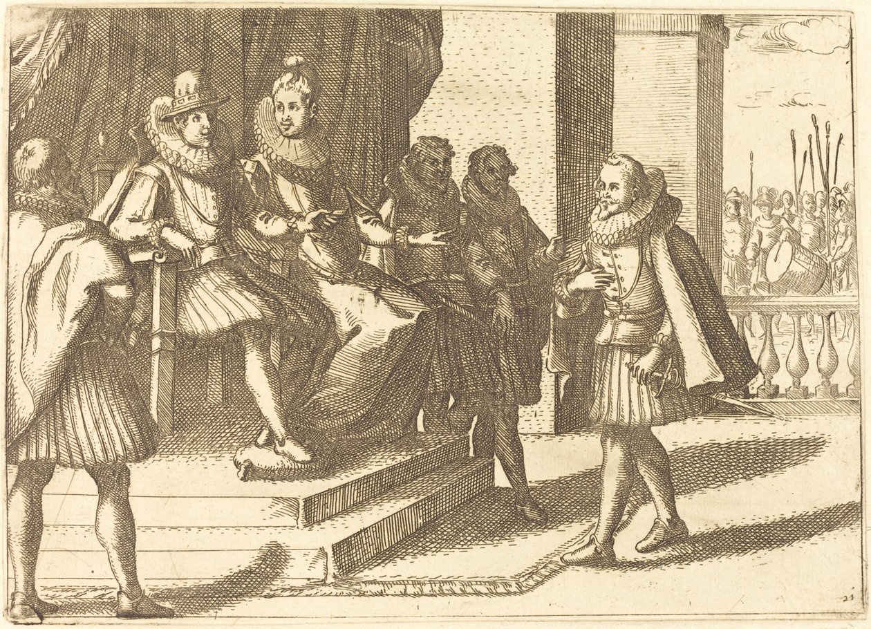 Koning en Koningin in Overleg over de Turken door Jacques Callot