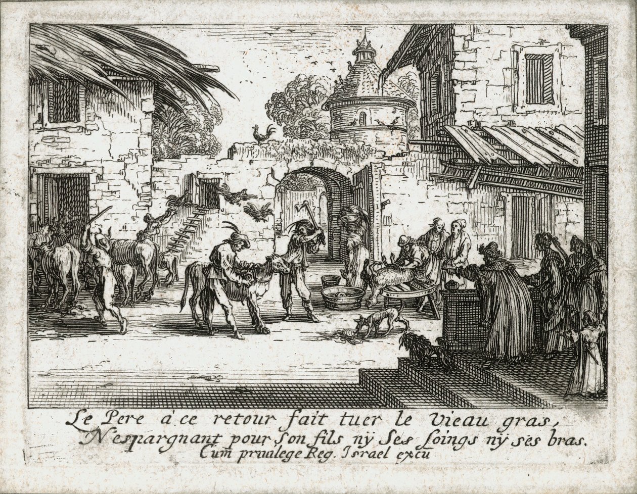 Het leven van de verloren zoon ... (gravure) door Jacques Callot