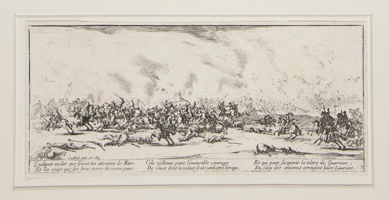 La bataille, plaat 3 uit de serie Les grandes miseres de la guerre door Jacques Callot