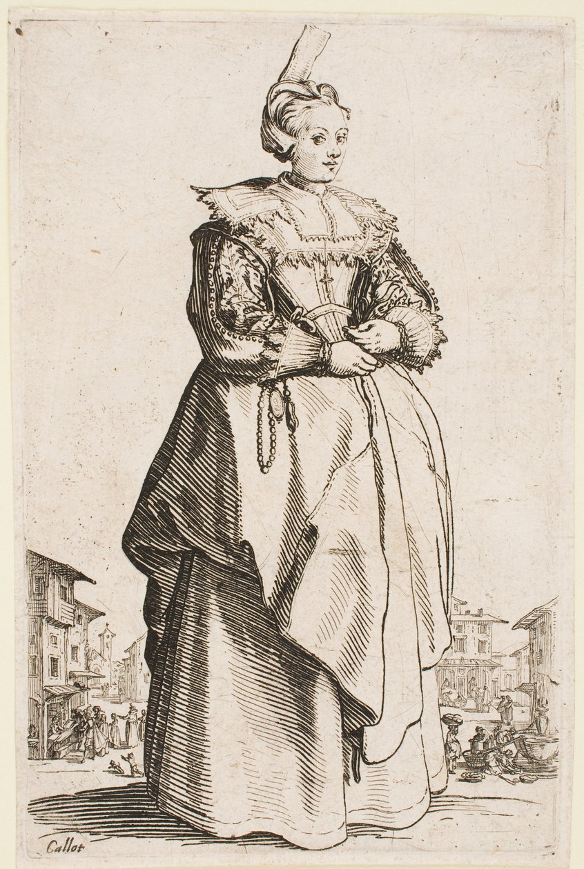 Dame met een opgeheven hoed, uit de serie 