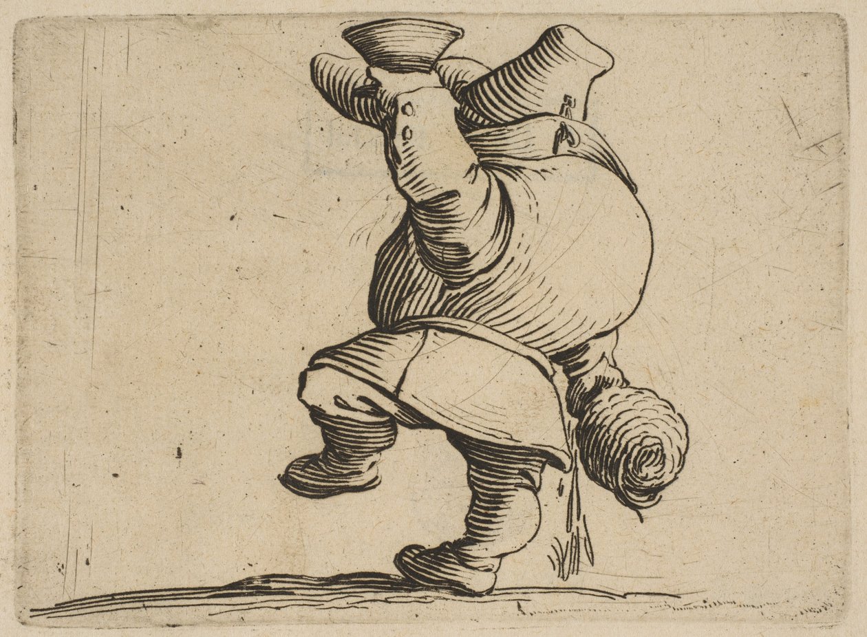 Le Buveur Vu de Dos, uit Varie Figure Gobbi, suite appe... 1616-22 door Jacques Callot
