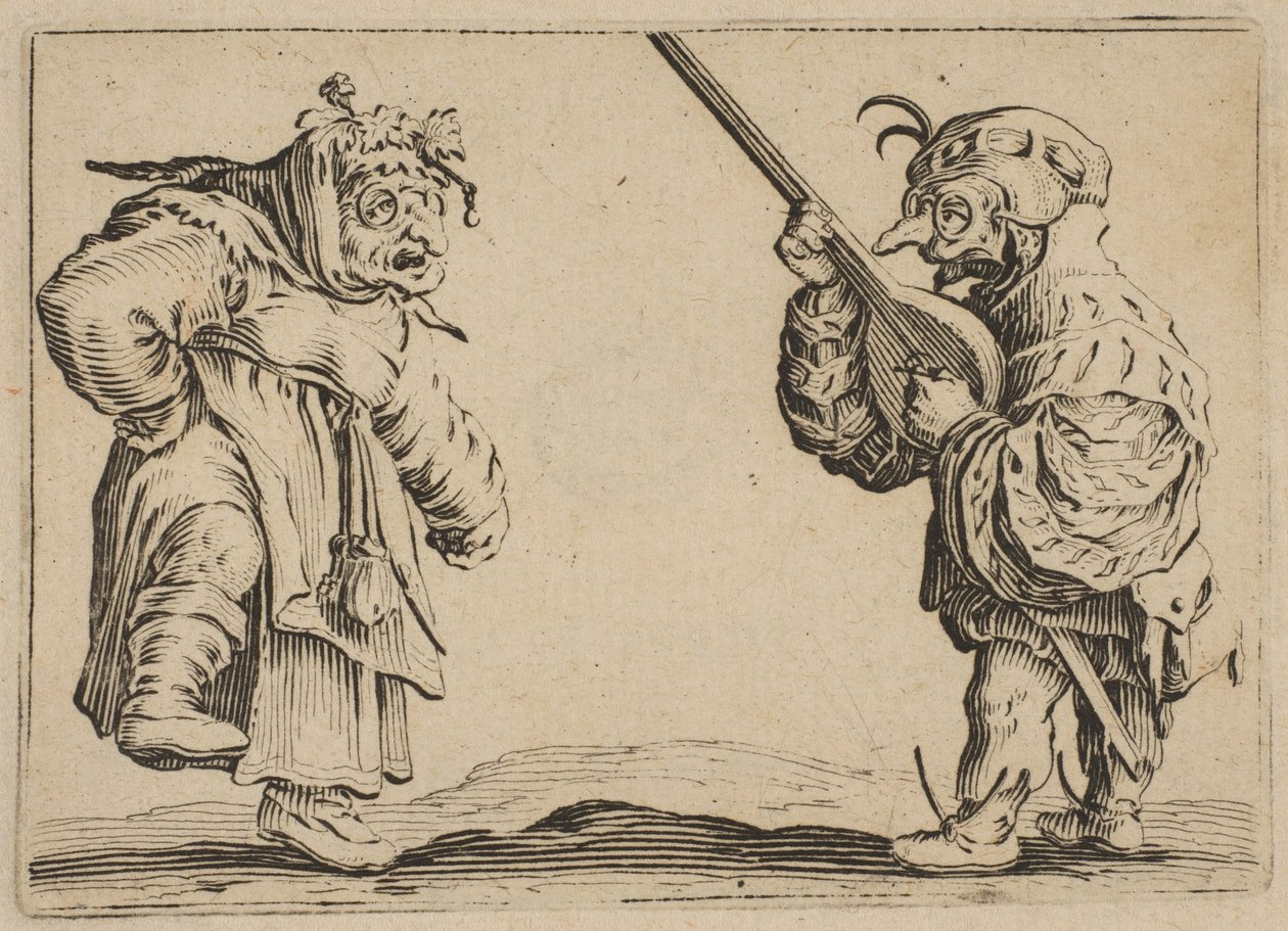 Les Danseurs au Luth, uit Les Caprices Serie B, The Nancy Set, 1617-20 door Jacques Callot