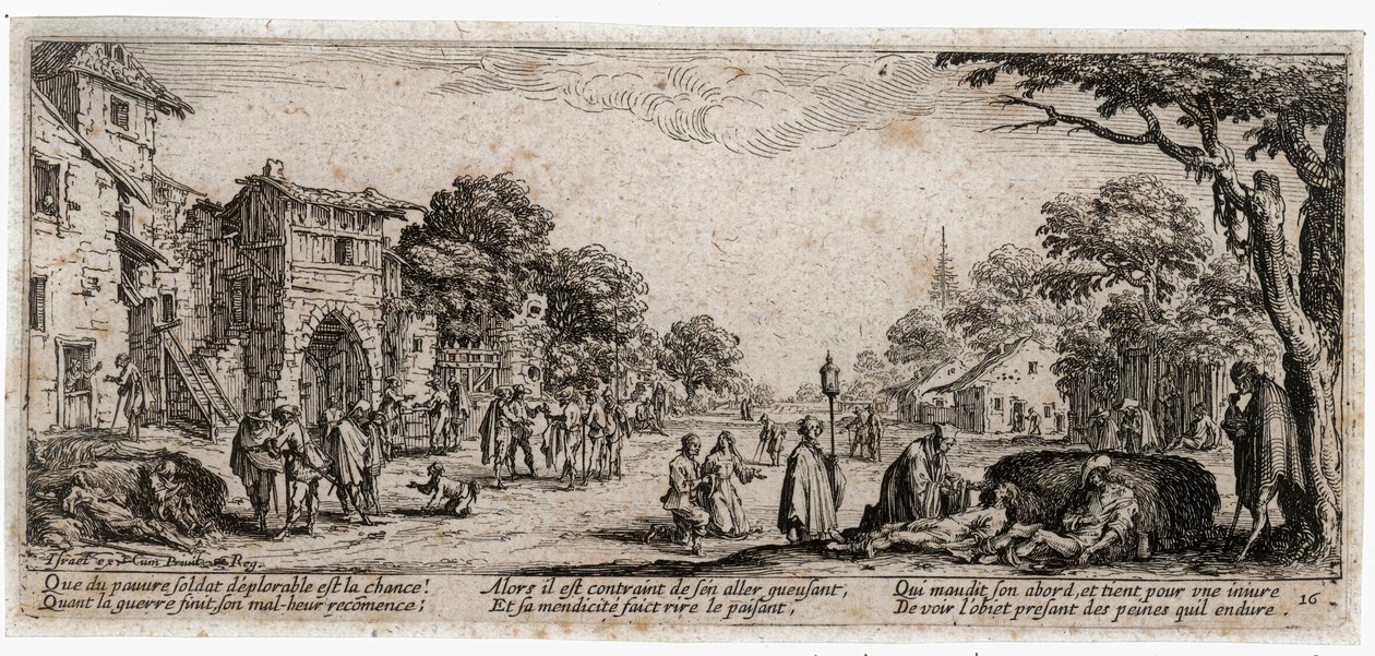 De ellende en tegenspoed van de oorlog ... (gravure) door Jacques Callot