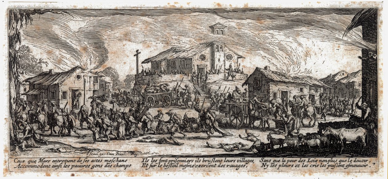 De ellende en tegenspoed van de oorlog ... (gravure) door Jacques Callot