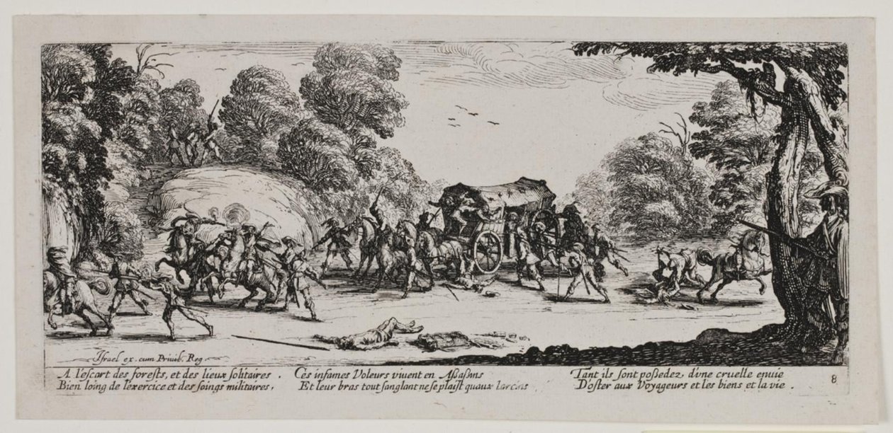 Les Misères et les Malheurs de la Guerre (blad 8) door Jacques Callot