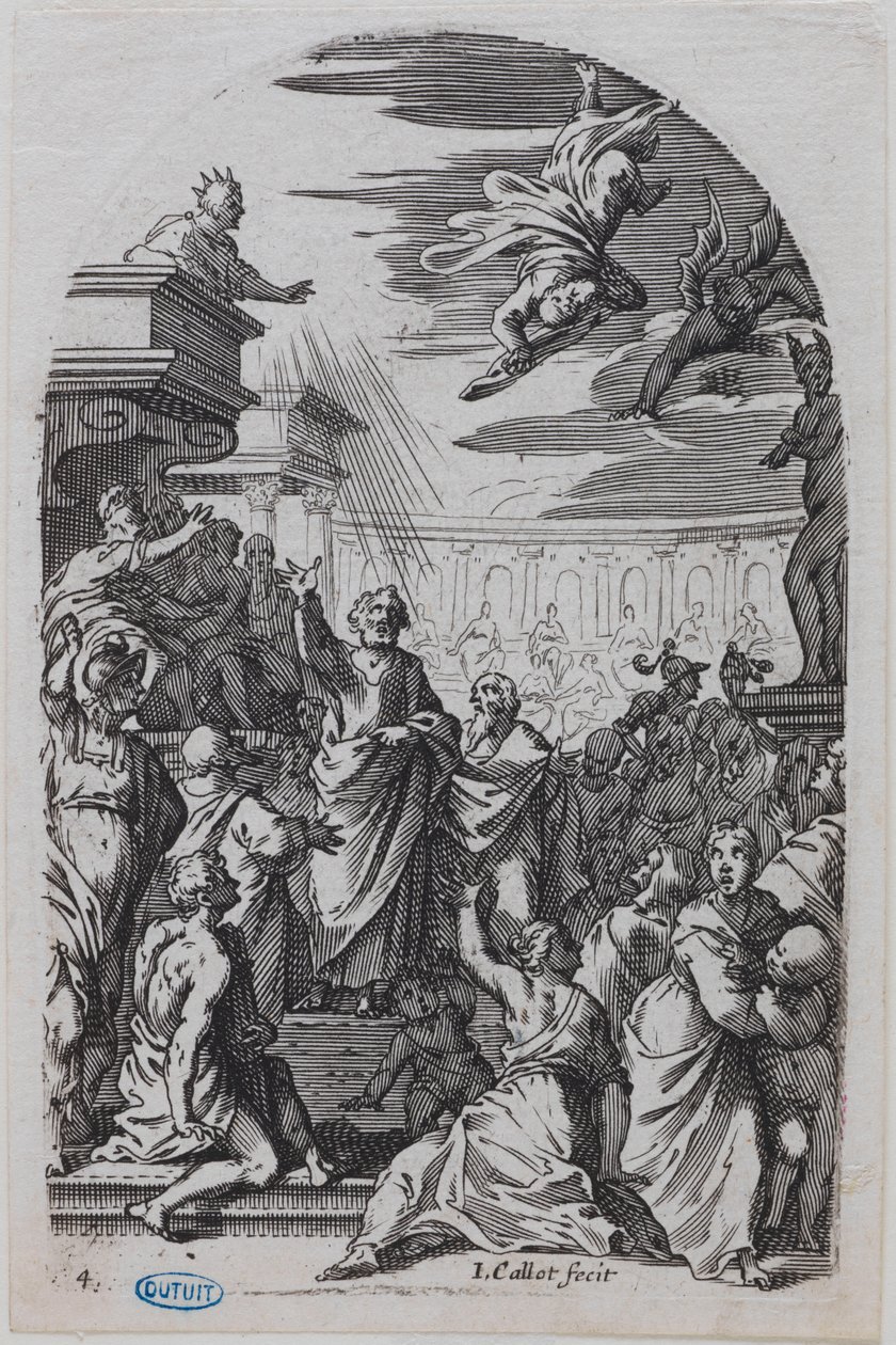De taferelen van Rome, De val van Simon de Magiër door Jacques Callot