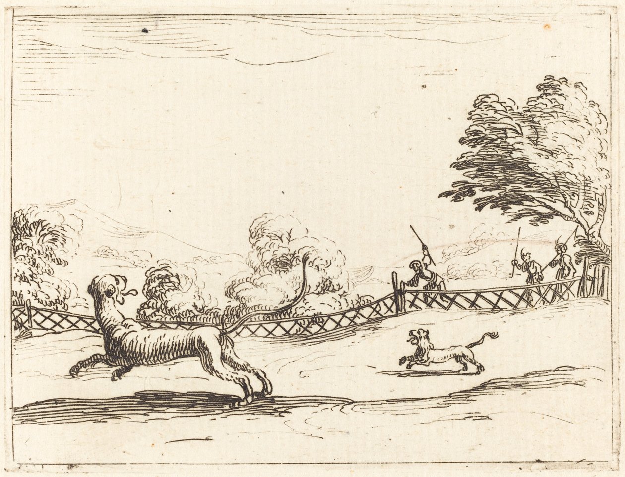 Leeuwin en Welp Achtervolgd door Jagers door Jacques Callot