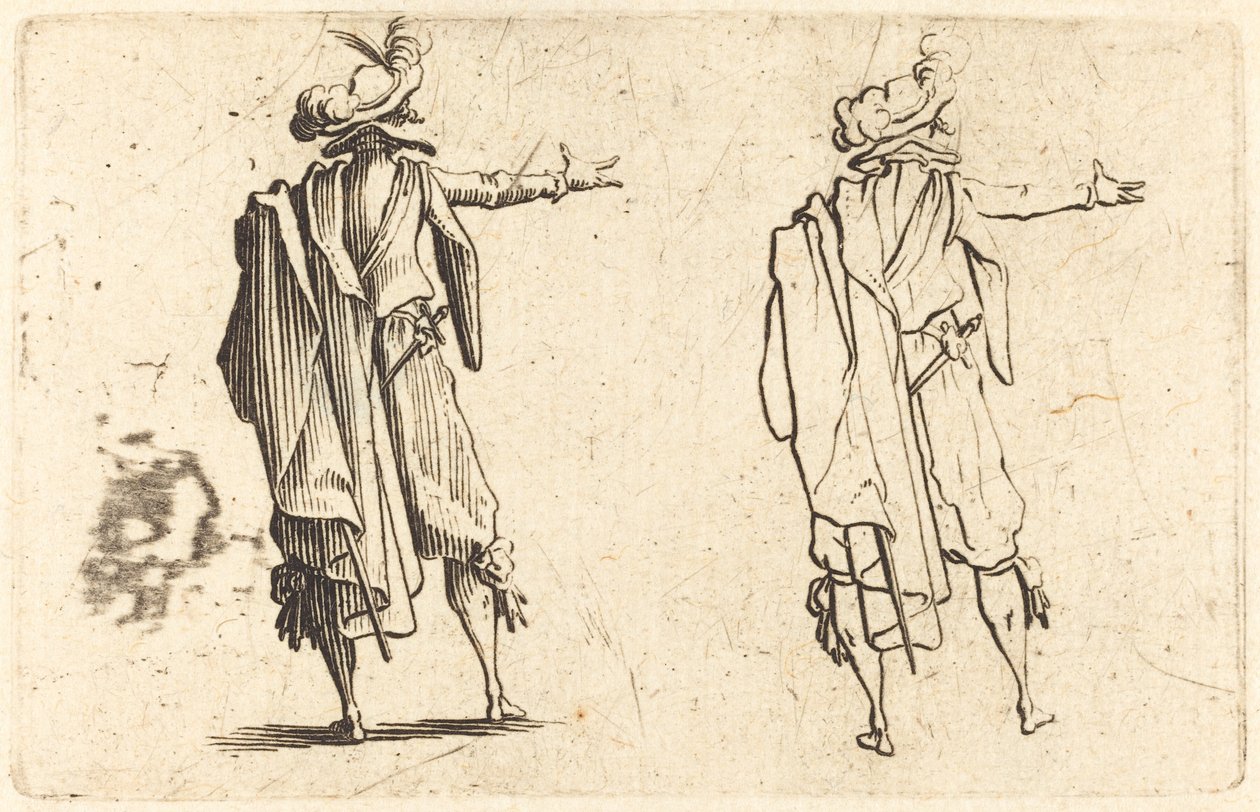Man van Achteren Gezien met Zijn Rechterarm Uitgestrekt door Jacques Callot