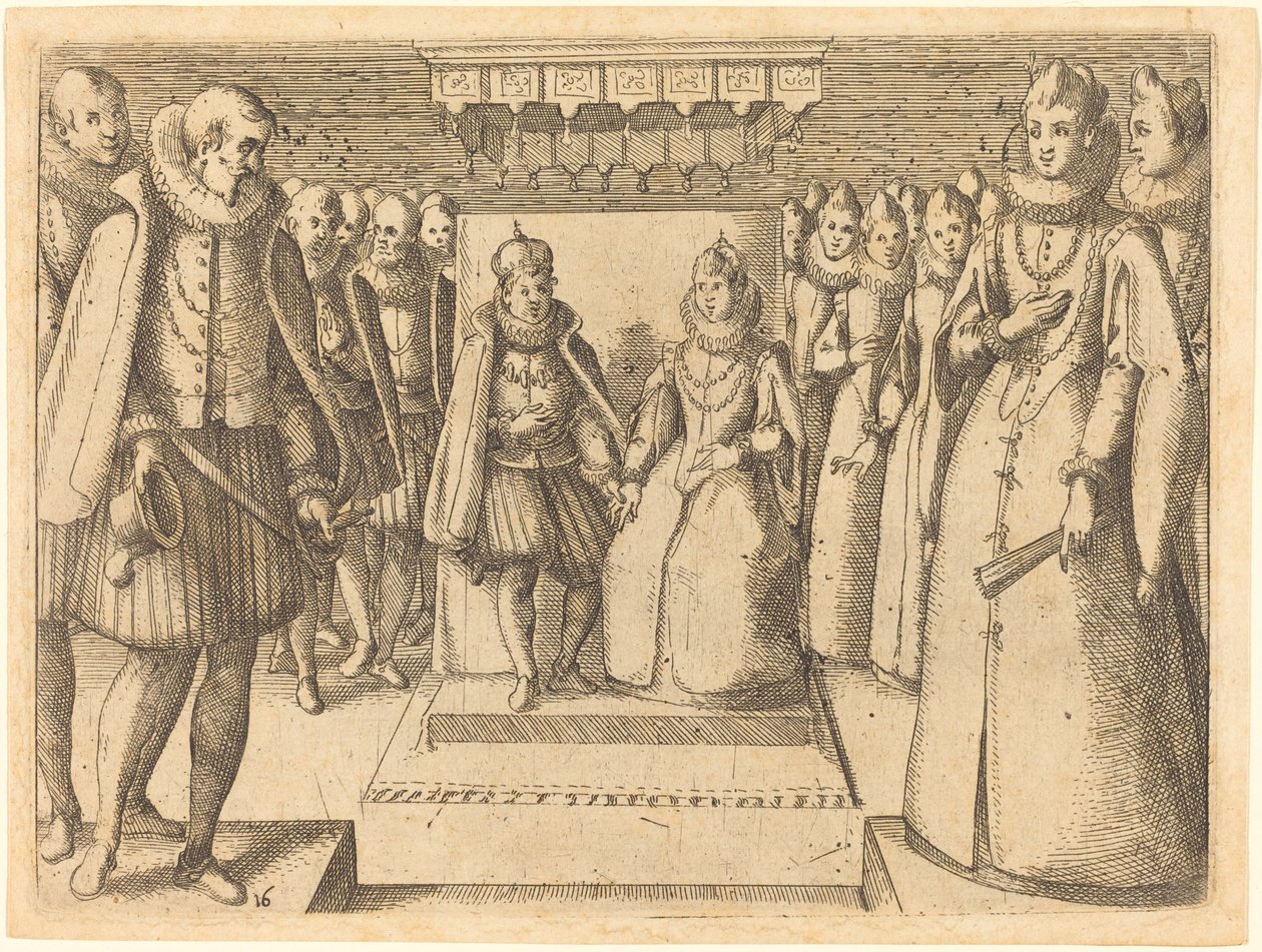Ontmoeting van Margaretha van Oostenrijk en Filips III door Jacques Callot