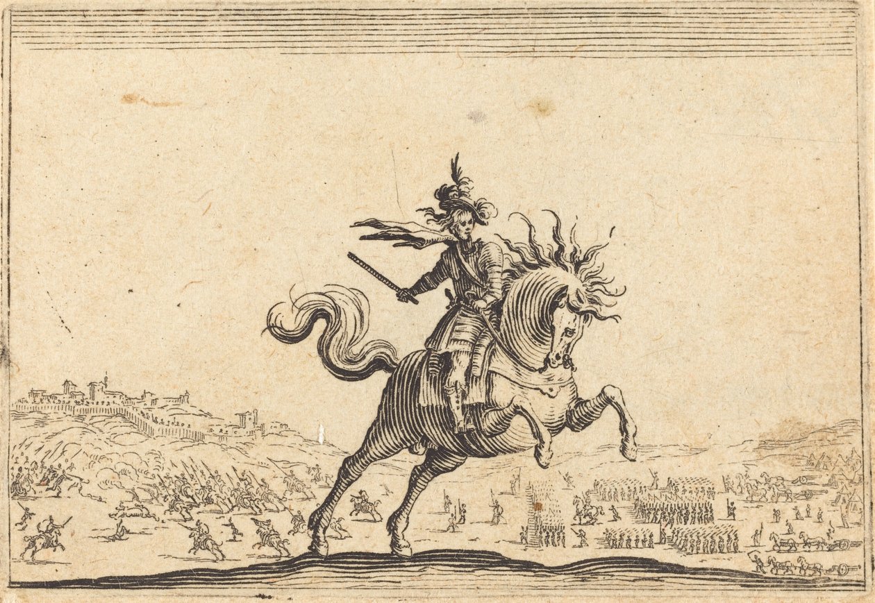 Militaire Commandant te Paard door Jacques Callot
