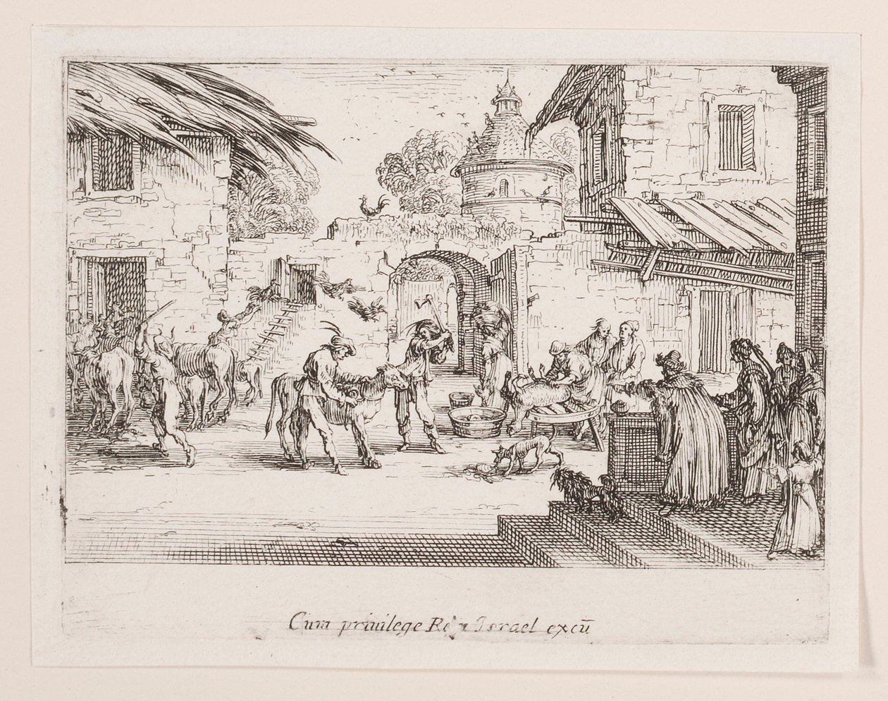 Men doodt het vette kalf, uit de serie La vie de l door Jacques Callot