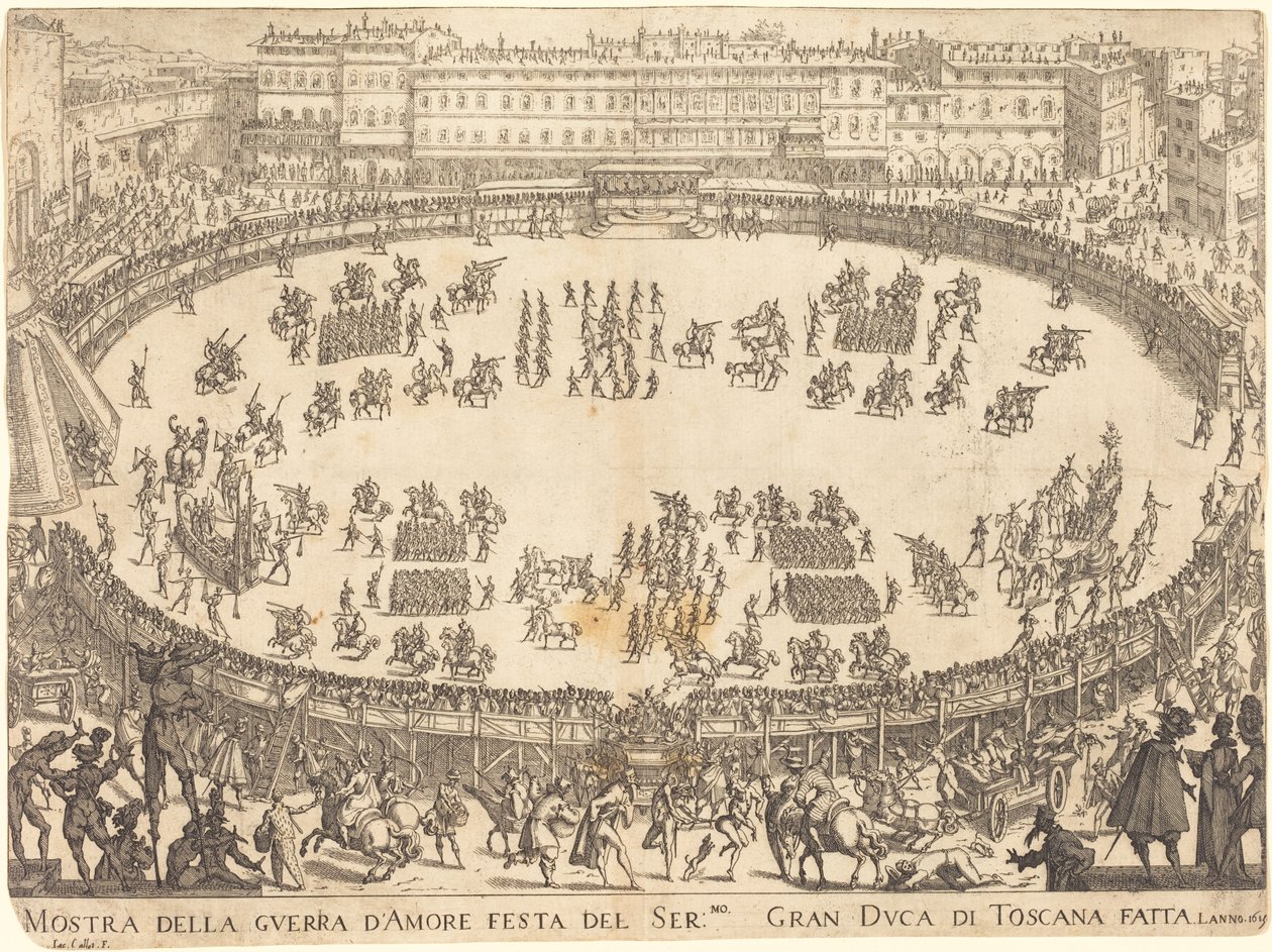 Parade in het amfitheater door Jacques Callot