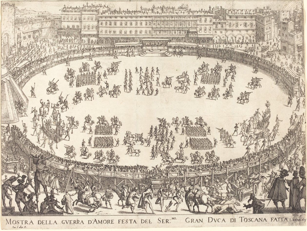 Parade in het Amfitheater door Jacques Callot