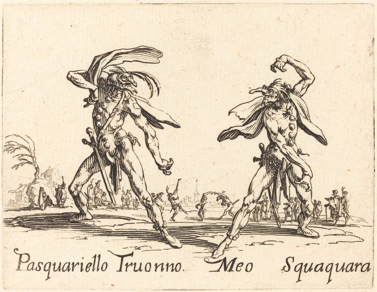 Pasquariello Truonno en Meo Squaquara door Jacques Callot